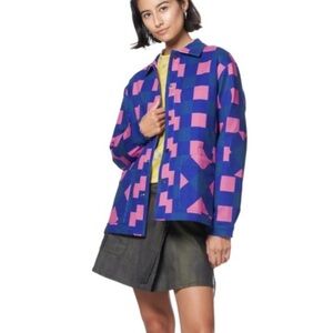 The Kit Pink Purple Gingham Jungle Vintage Inspired French Painter's Jacket L